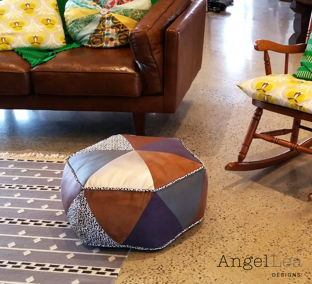 Hexagon Pouf HARD COPY Paper Sewing Pattern Triangle Patchwork Ottoman