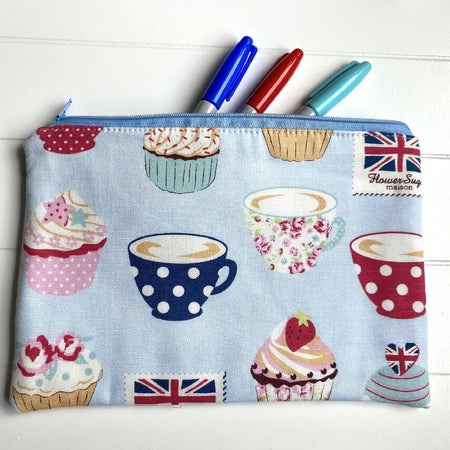 Cupcakes and teacups pencil case