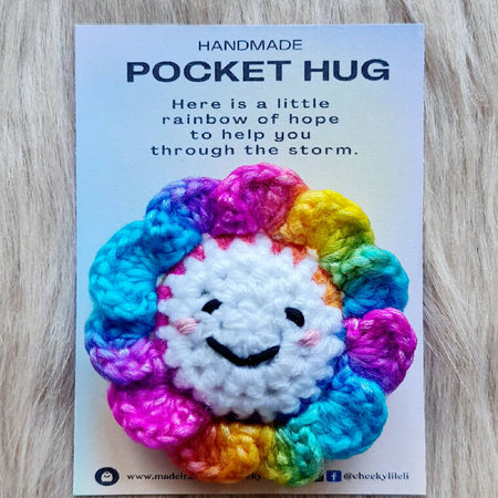 Pocket Hug- Rainbow Flower