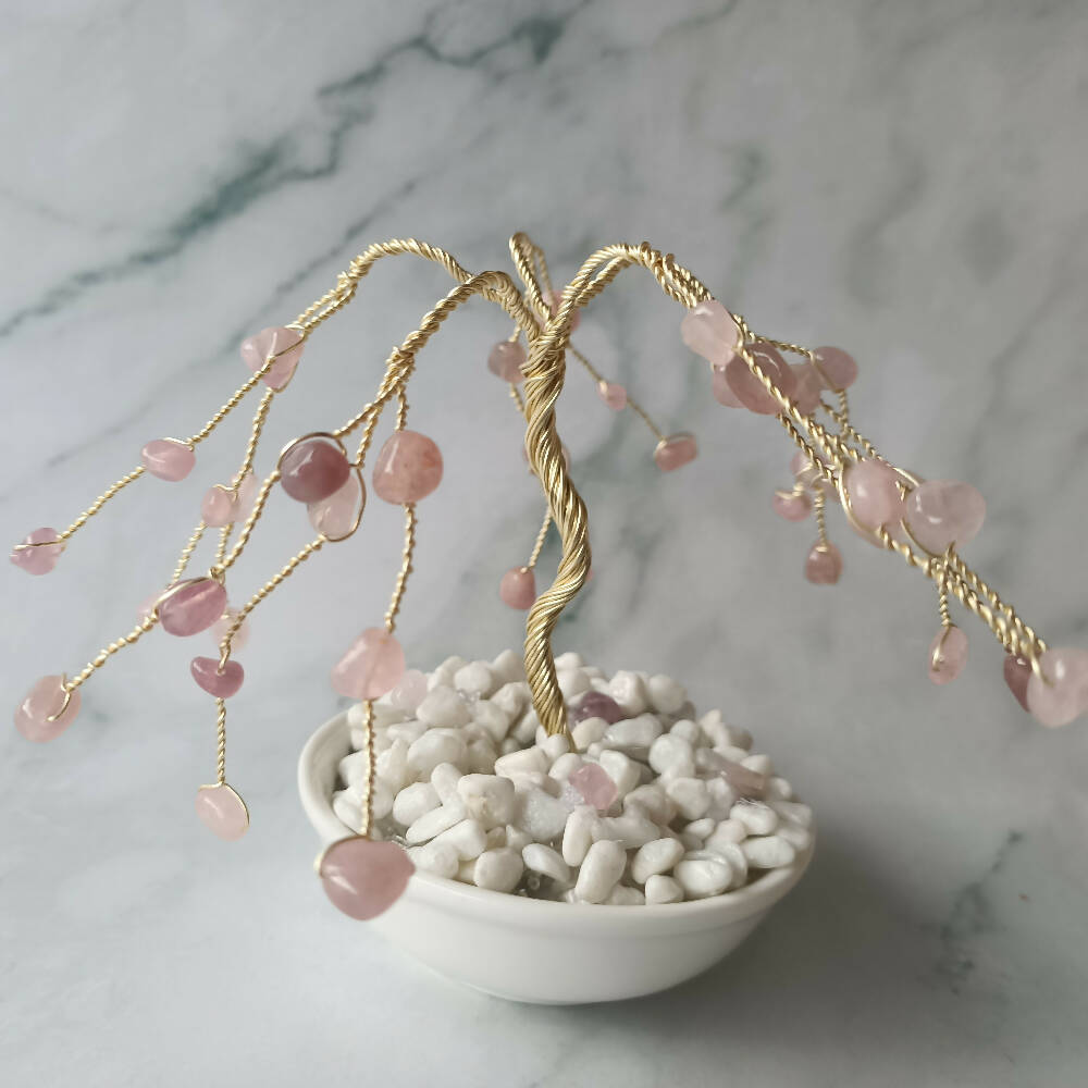 Rose Quartz Willow Gem Tree already made