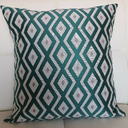 Diamonds - Green/Cream Velvet Cushion Covers - Standard size - by JollyThreads