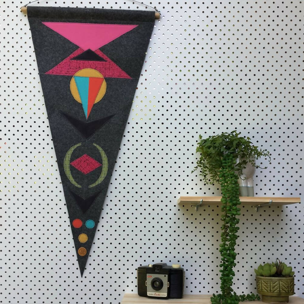 Modern felt wall hanging -fabric pennant 4