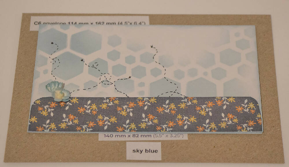 honeycomb skyblue flowers paper strip