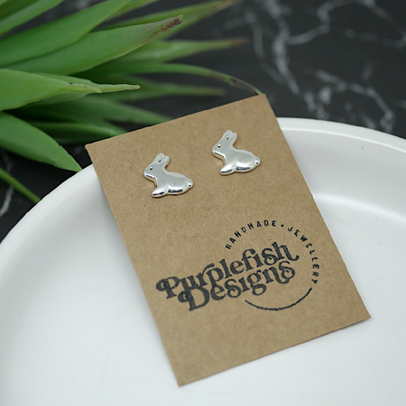 Bunny Studs - Handmade Sterling Silver Rabbit Earrings