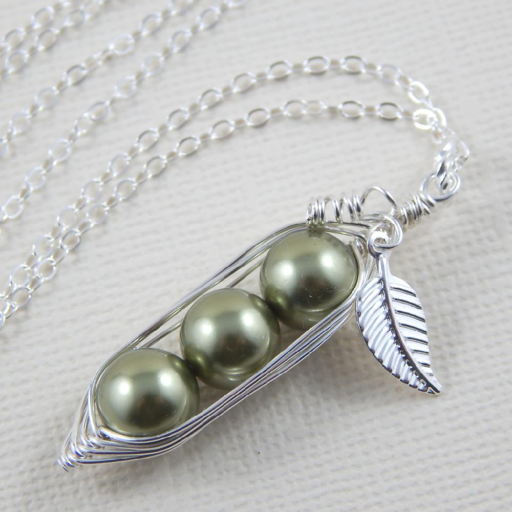 Three Peas In A Pod Silver Necklace