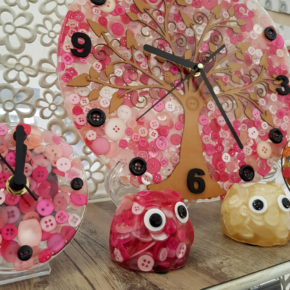 Owl Ornament Pink Button Resin Addicted to Buttons (18)