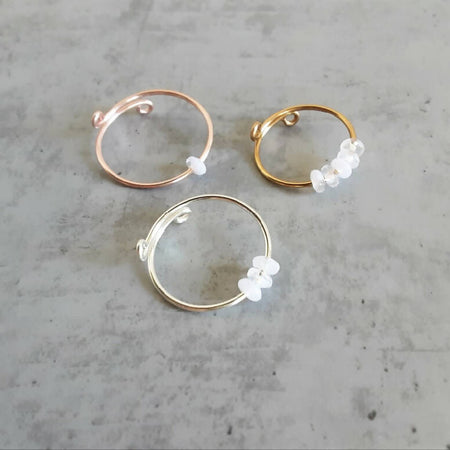 Tiny Marble Gemstone style Acrylic Bead Anxiety ring , Size adjustable