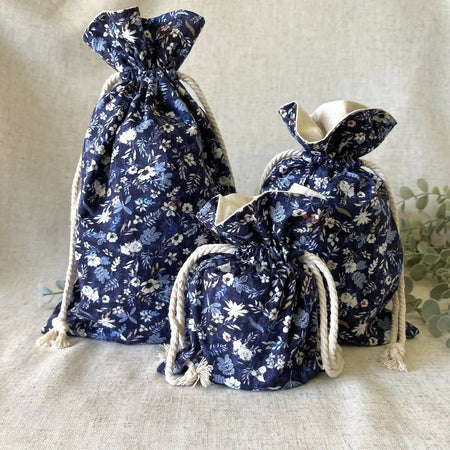 Reusable Fabric Gift Bag - Blue Floral