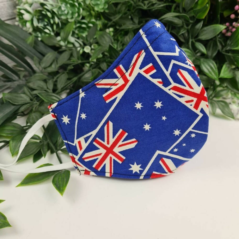 Mask - Australian & UK Flag - Face Cover - 3 Layer Cotton Nose Wire Adjustable