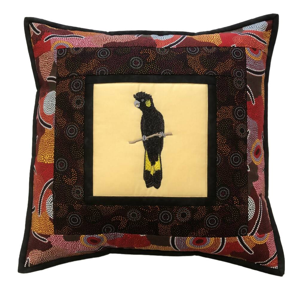 handmade Australian native quilted - yellow tailed black cockatoo