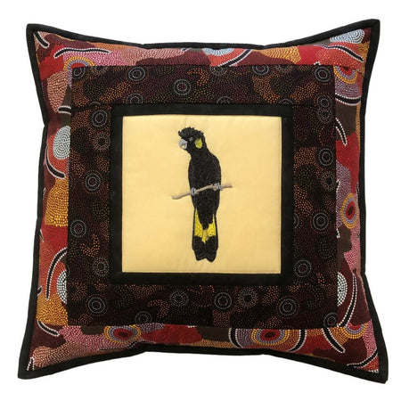 handmade Australian native quilted - YELLOW TAILED BLACK COCKATOO