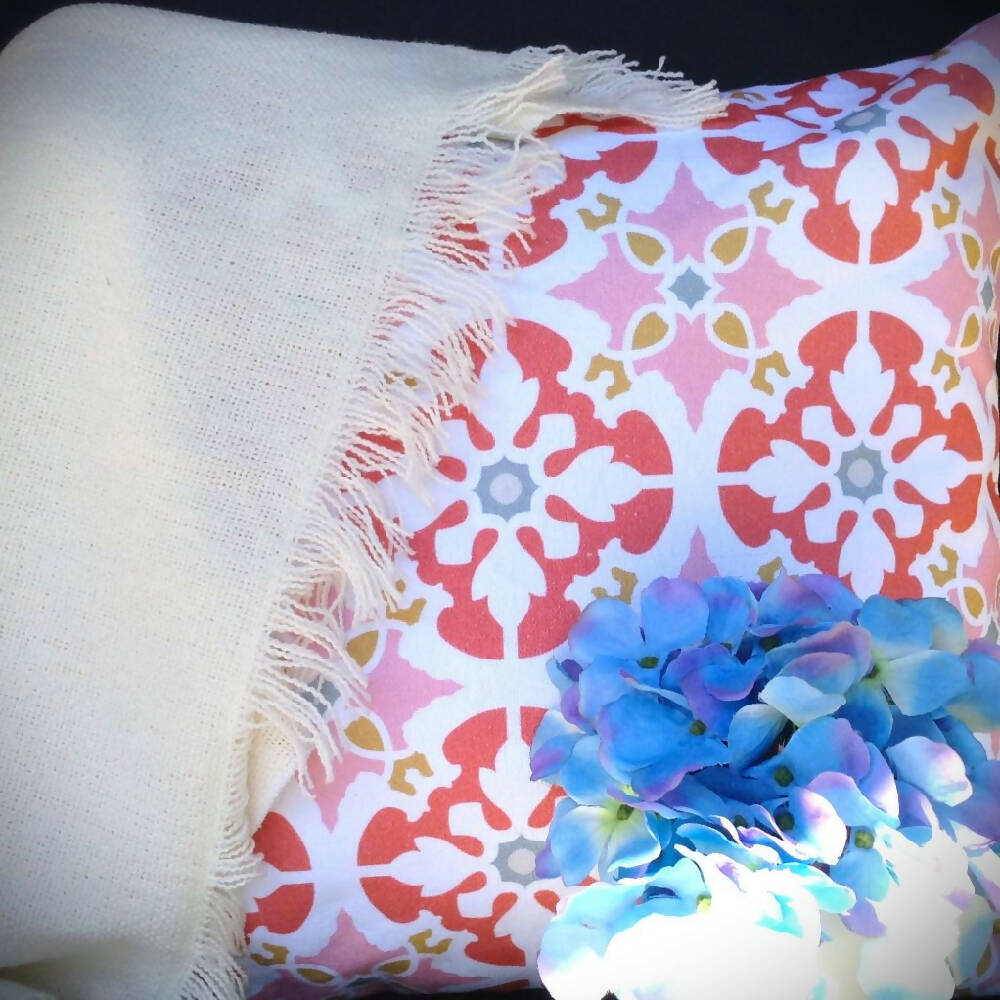 Pink geometric cushion cover-throw pillow