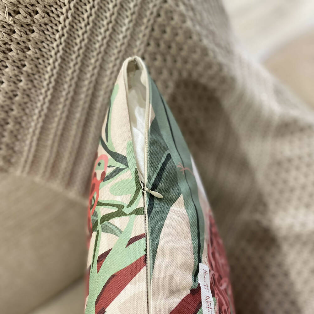 Australian botanical cushion cover - Handmade and designed by Annette Winter