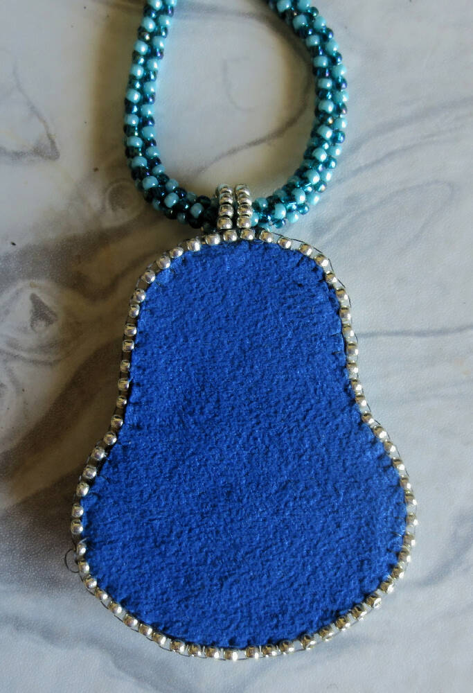 Double Cabochon Pendant Necklace with Beaded Rope