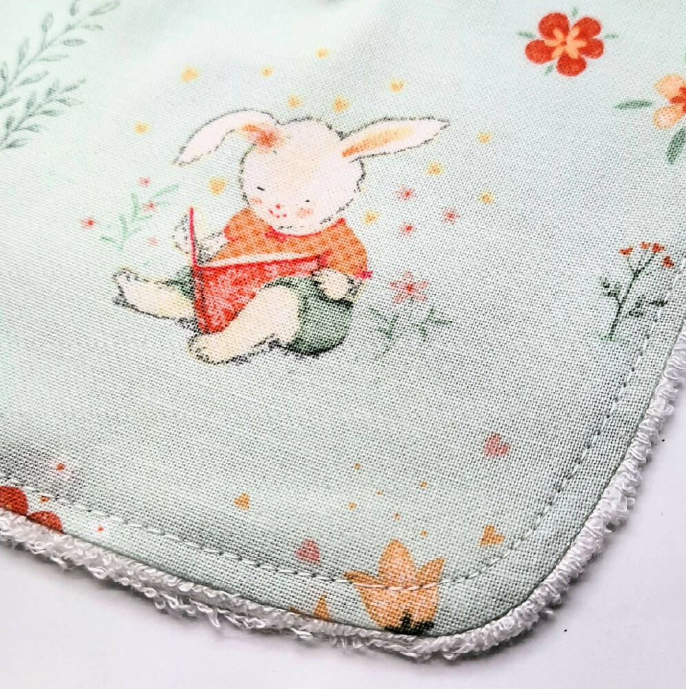 Baby Bib Bunnies on Cotton Fabric