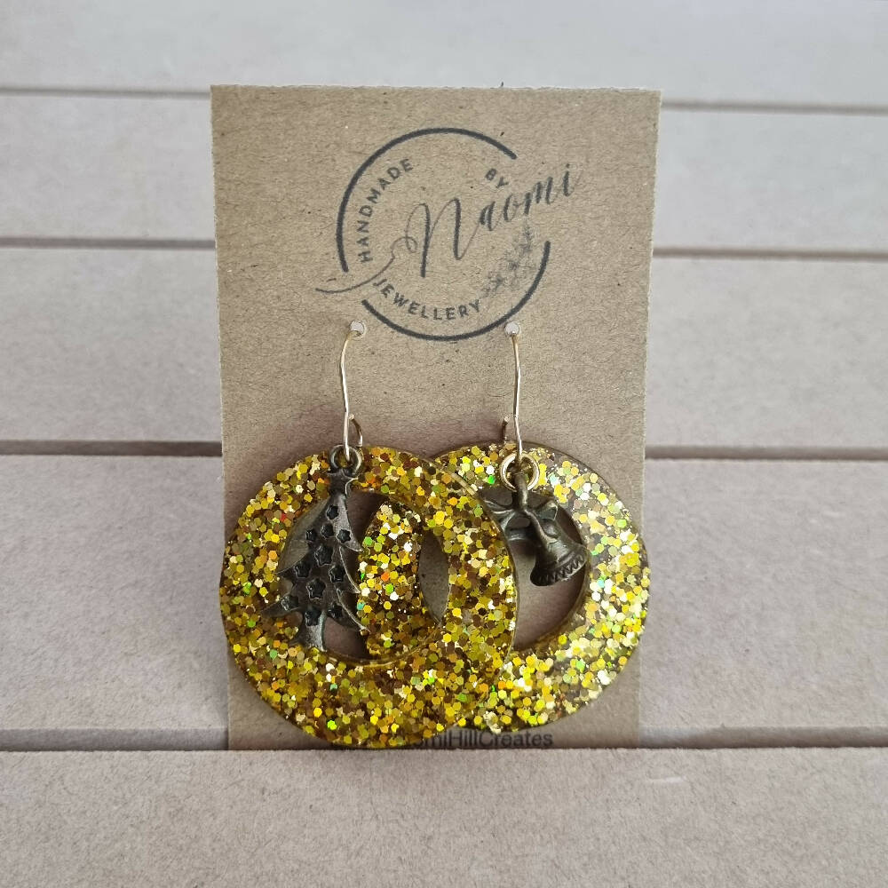 Christmas sparkle dangle resin earrings