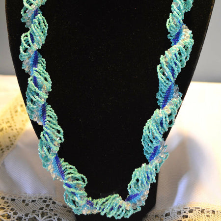 Vintage Toursade Twist Woven Bead Multi-color Beaded Necklace Enamel Clasp  18