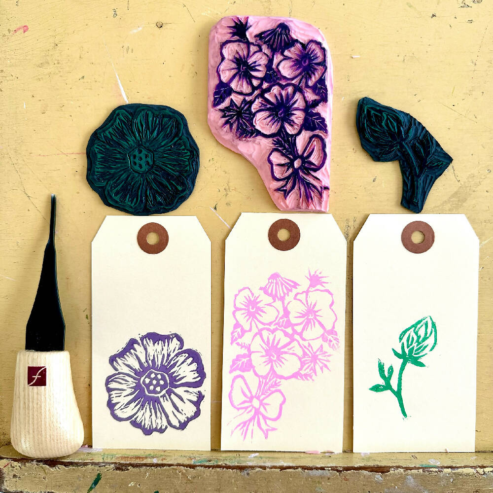 Vintage florals Set of Three Mixed Hand Printed Gift Tags