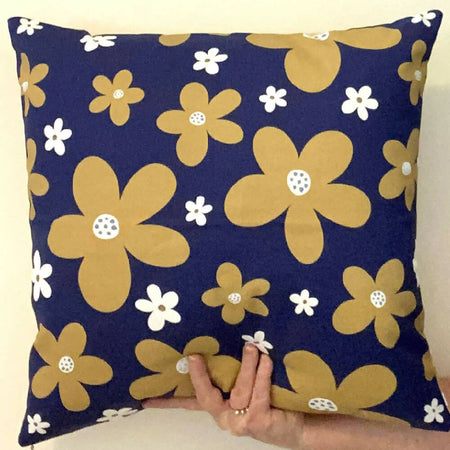 Cushion Cover modern floral in navy and gold #3