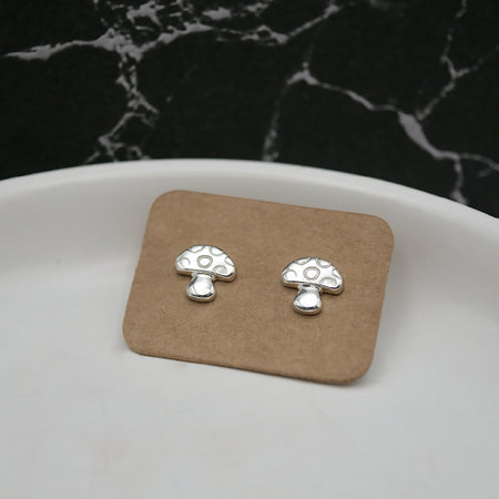 Mushroom Studs - Handmade Sterling Silver Toadstool Earrings
