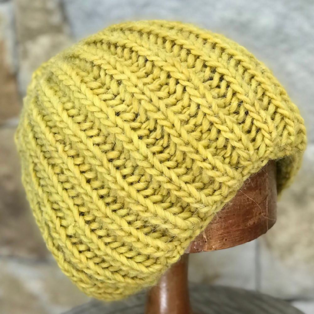 Knitted Chartreuse Snood and Hat. Chartreuse scarf. Alpaca Scarf. Alpaca Hat