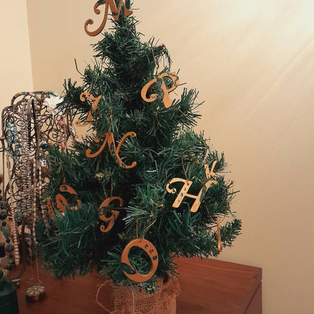 Wooden Christmas tree ornaments with your initials