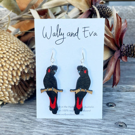 Red Tailed Black Cockatoos Handmade Earrings