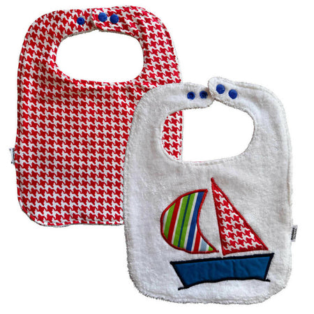 Large Reversible Baby Bib with Yacht Applique