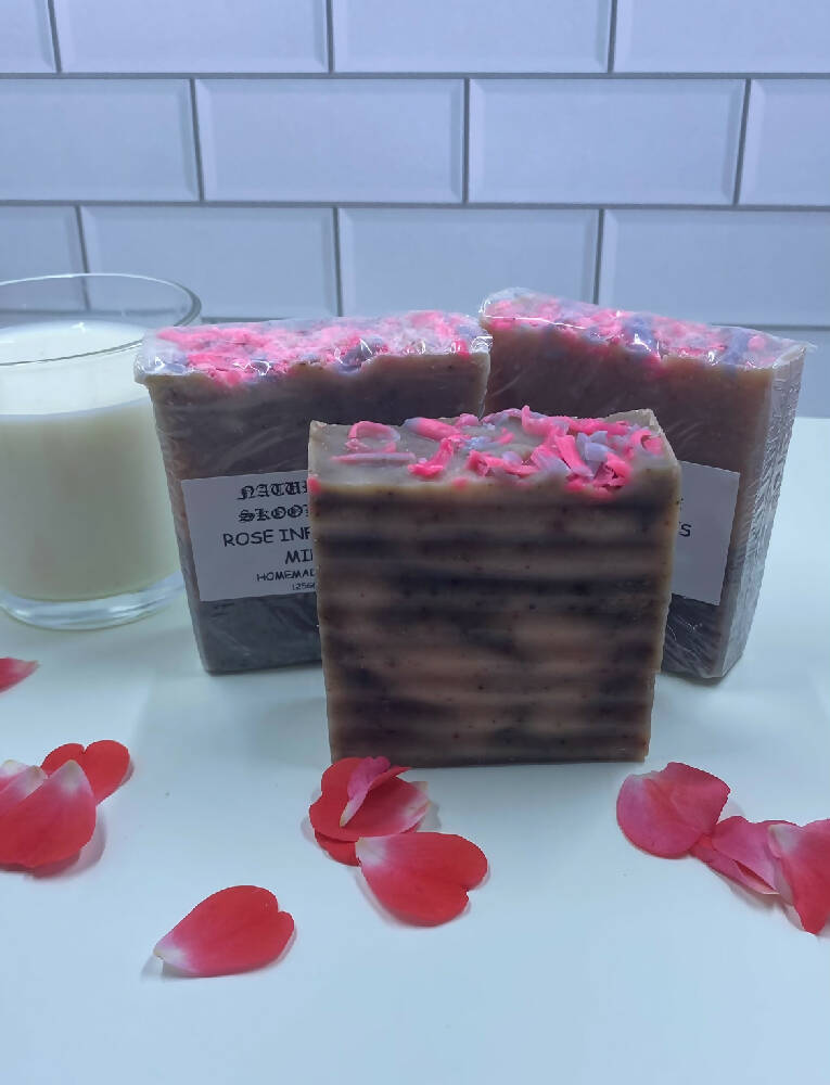 Rose infused goat’s milk soap