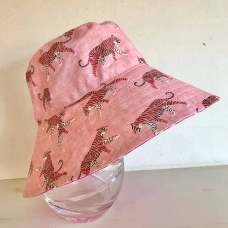 Summer hat in pretty tiger fabric