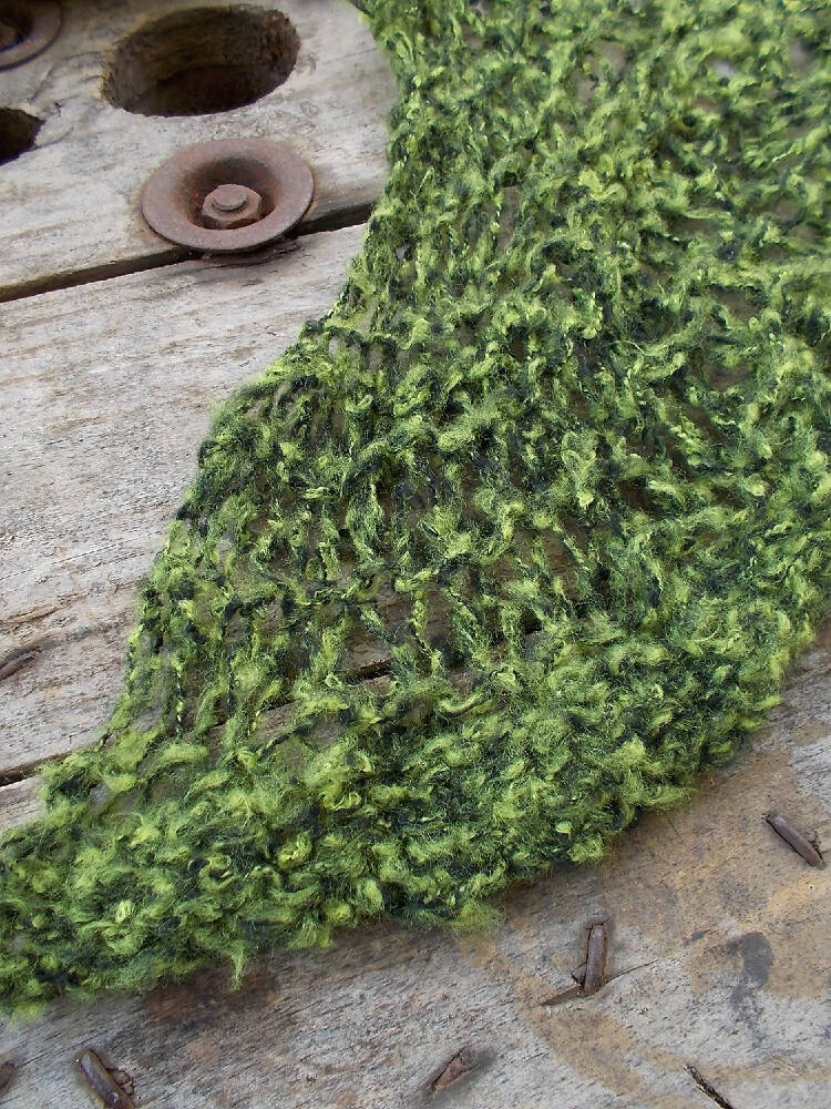 ruffle scarf made from mohair blend yarn, rich green ON SALE!!!