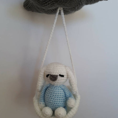 Crochet baby mobile, rabbit mobile, bunny mobile, nursery decor, crib toy, baby gift