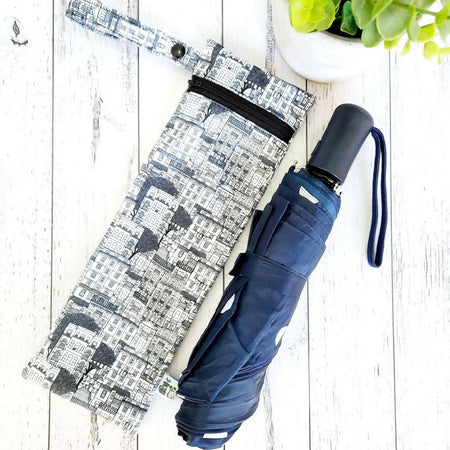 Umbrella Bag, Waterproof Reusable Zip Bag, Monochrome, Black Zip