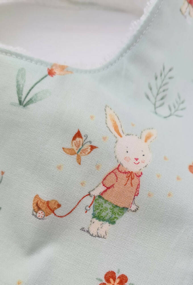 Baby Bib Bunnies on Cotton Fabric