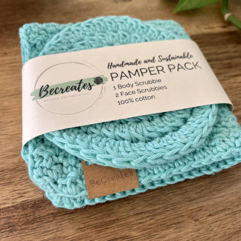 Pamper Pack - Crochet Body & Face scrubbie set - Mustard