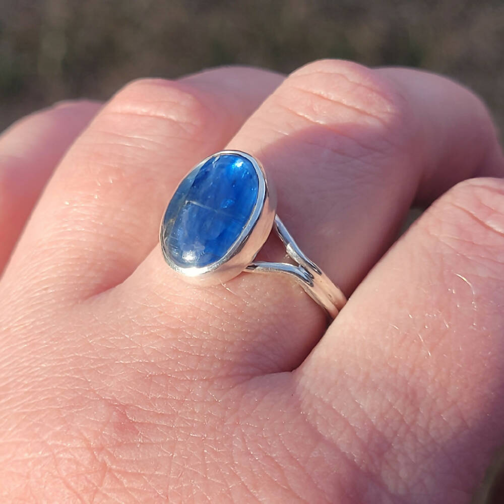 Blue Kyanite Choose-Your-Stone Silver Ring (Made To Order)