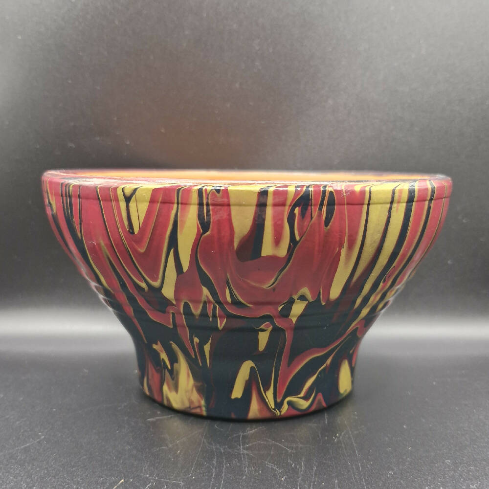 Hand Painted Terracotta Pot 15cm Magenta Acrylic Pour