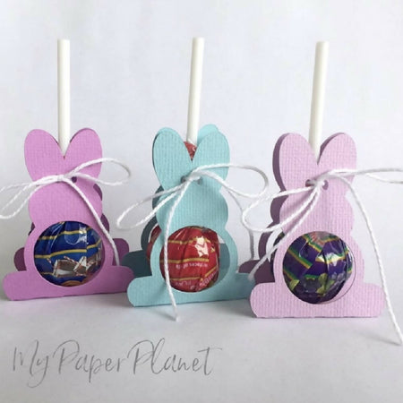 Mini Pastel Bunny Rabbit Lollipop holder. Easter Egg wrapper.