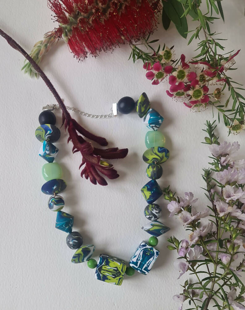 Ocean Forest Beaded Necklace