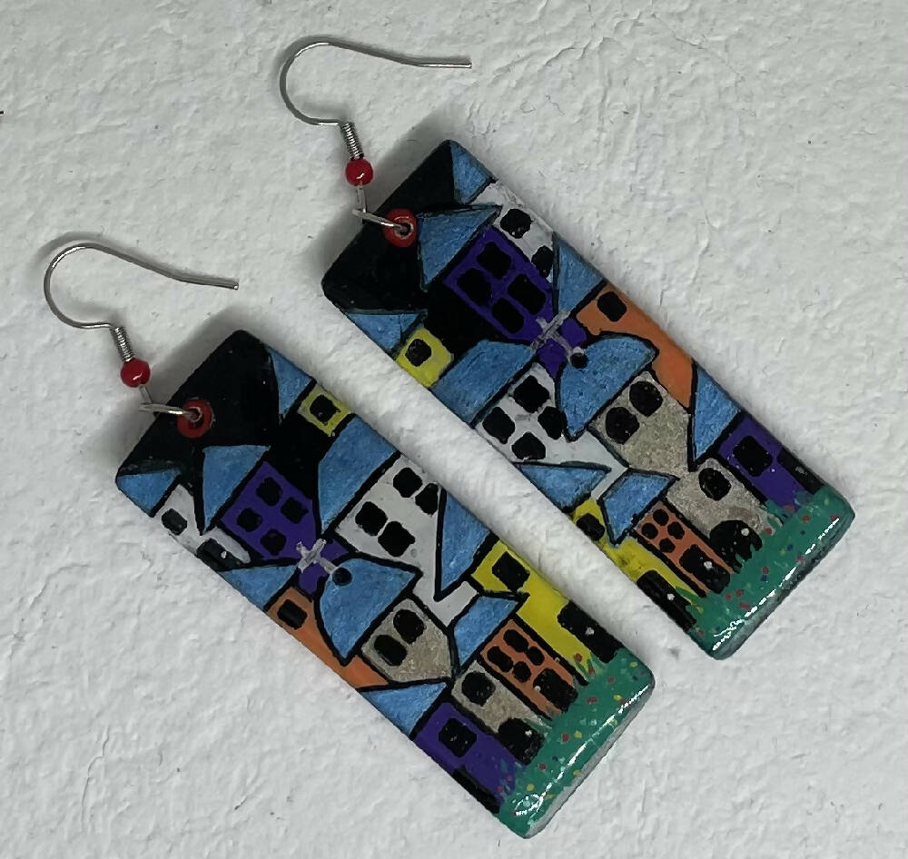 Polymer Clay Cityscape Earrings