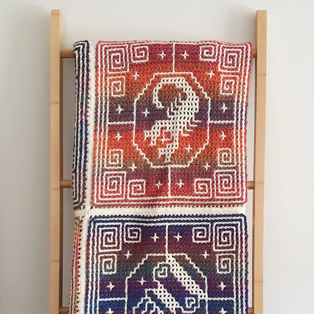 Single Blanket Zodiac interlocking crochet wool rainbow
