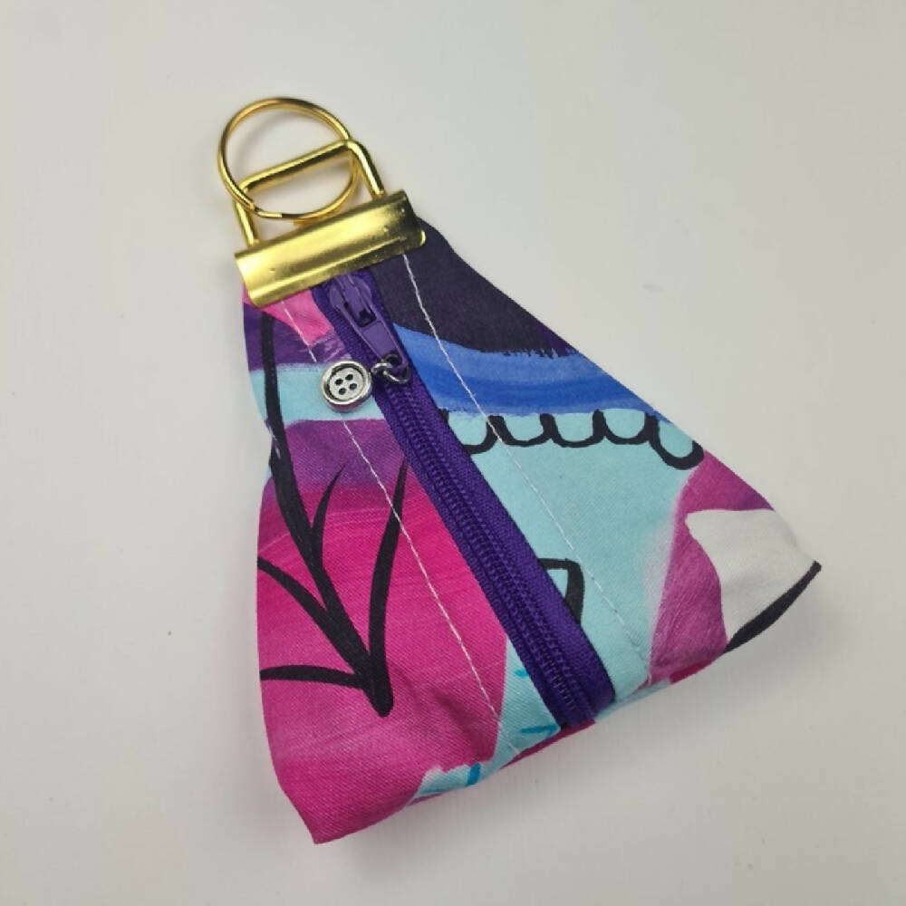 Keyfob Zippity Zip Bag Tag Fabric Hanging Pink Purple Abstract (4)