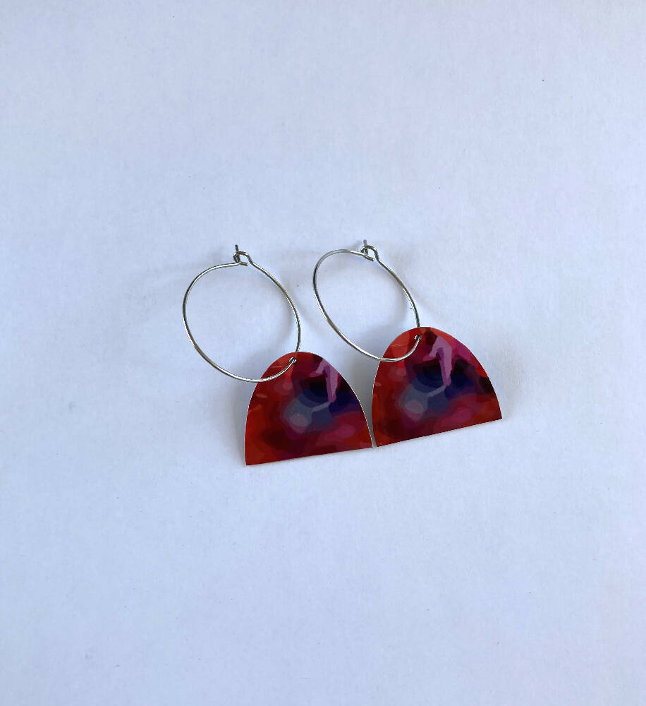 Sublimation printed red aluminium earrings