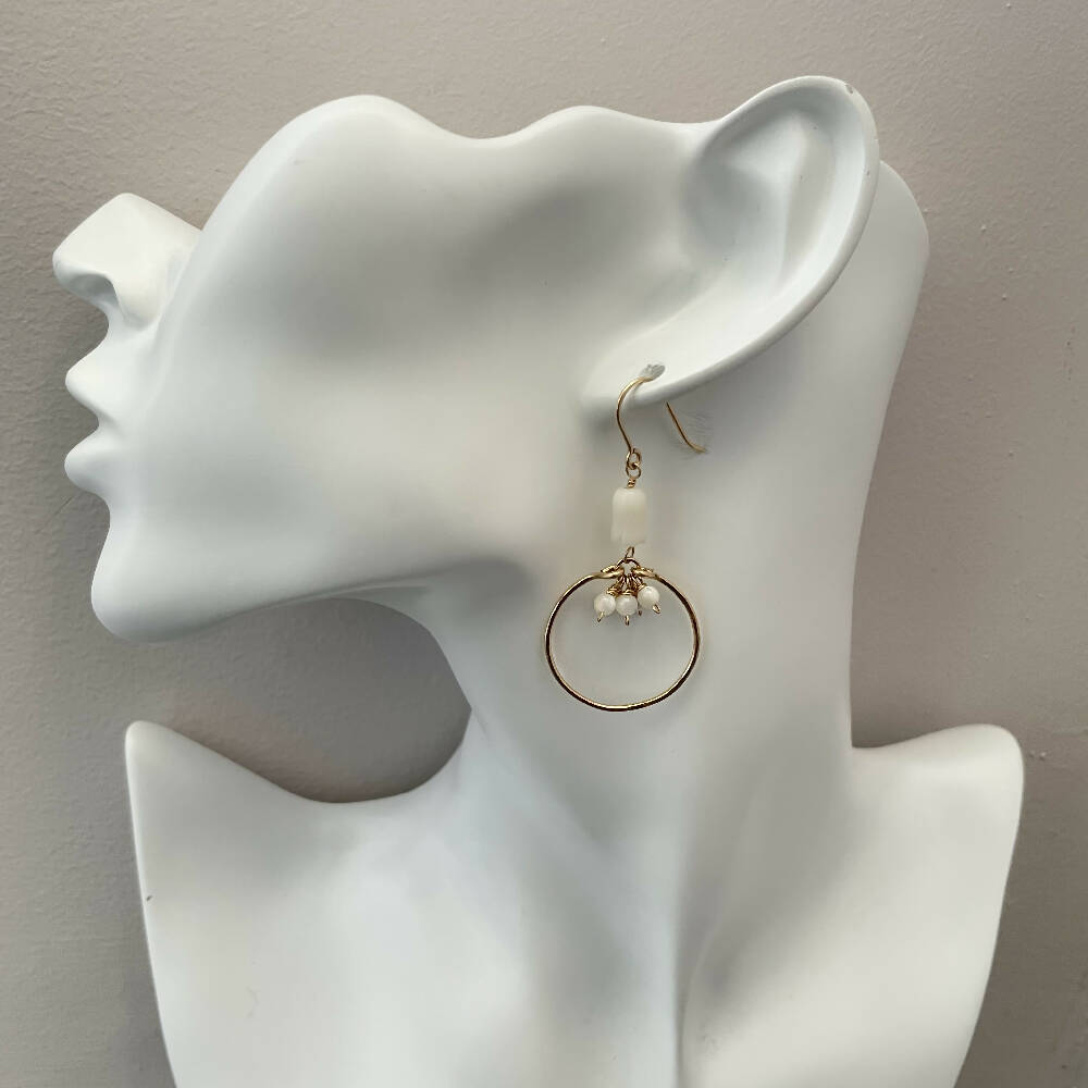 14K Gold filled flower and little pearls earrings