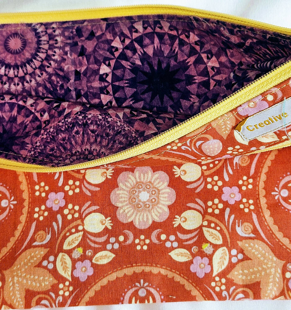 Handmade Paisley Coloured Double Zippered Pencil Case