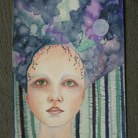 Galaxy Girl-original mixed media painting of a gorgeous Celtic goddess.