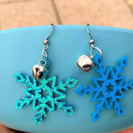 Naryanabeads Felt Snowflake Christmas Earrings