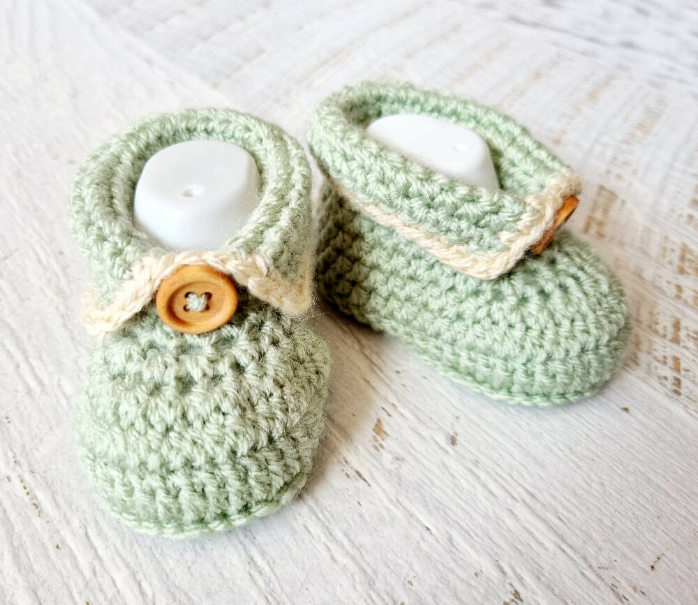 Baby Booties Sage Green Newborn Crochet Knit Shoes Socks