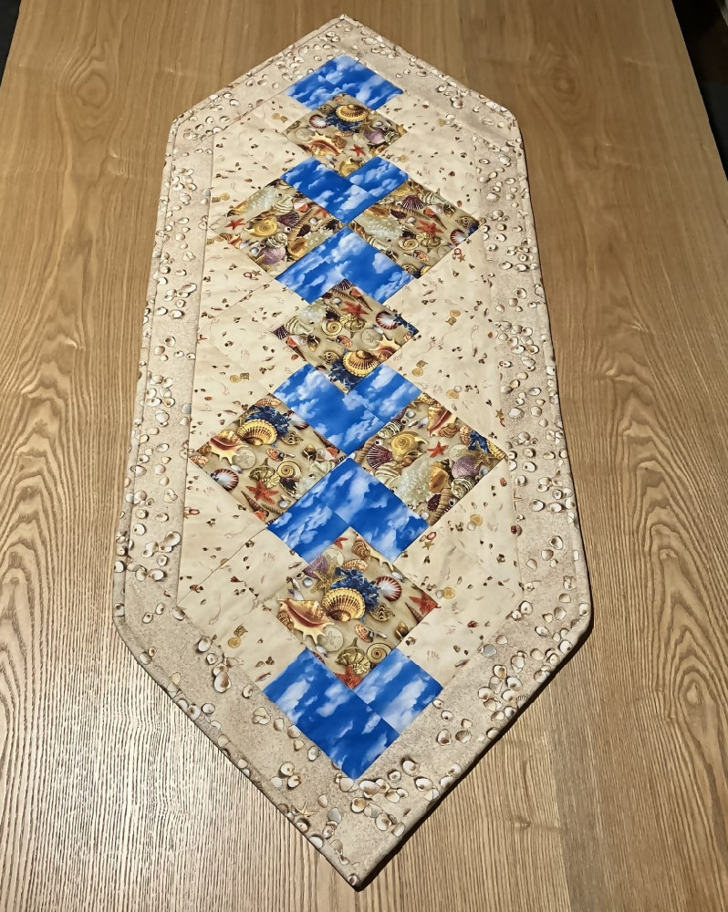 table runner handmade quilted beach