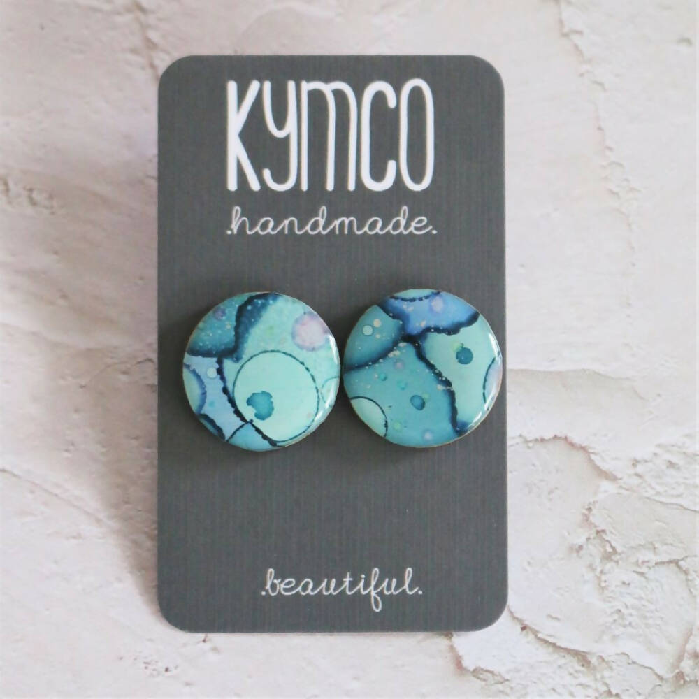 Blue Confetti Collection | Resin statement studs medium earrings | Blue